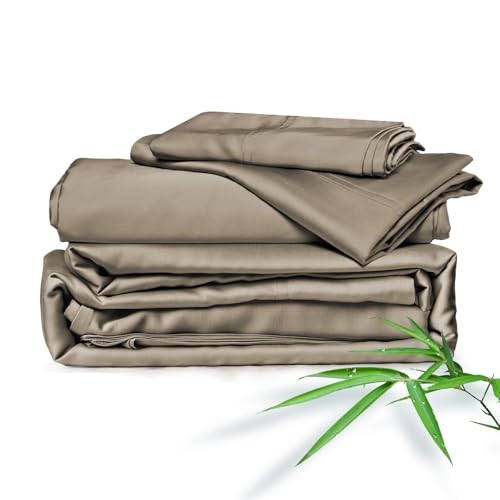 Home Sheets Bed Sheet Set, 100% Rayon derived from Bamboo, Twin Taupe gallery