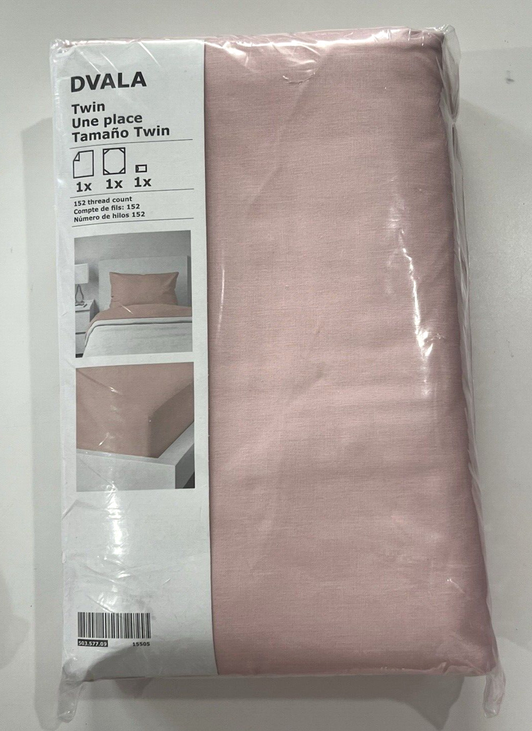Ikea DVALA Twin Sheet set, light pink, Cotton 3-Pieces Fitted, Flat & Pillowcase gallery