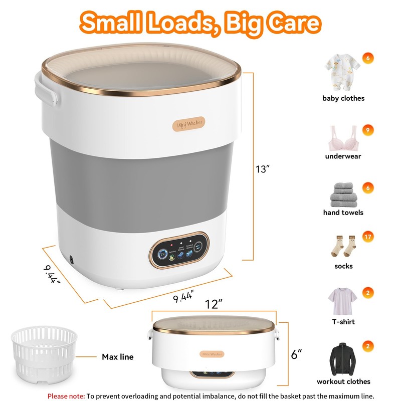 Portable Washing Machine, Folding 20L Mini Washer and Spin-Dryer, 3 Cleaning ... gallery