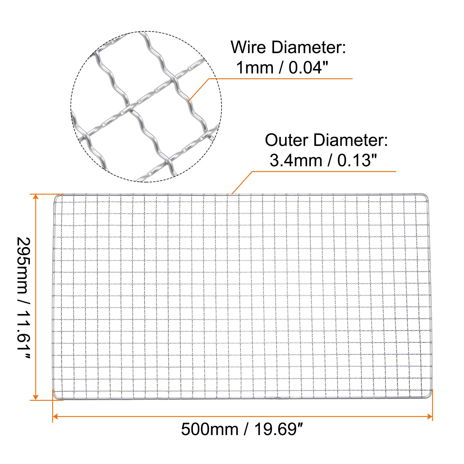 Square BBQ Grill Net 29.5x50cm Stainless Steel Barbecue Mesh Mat gallery