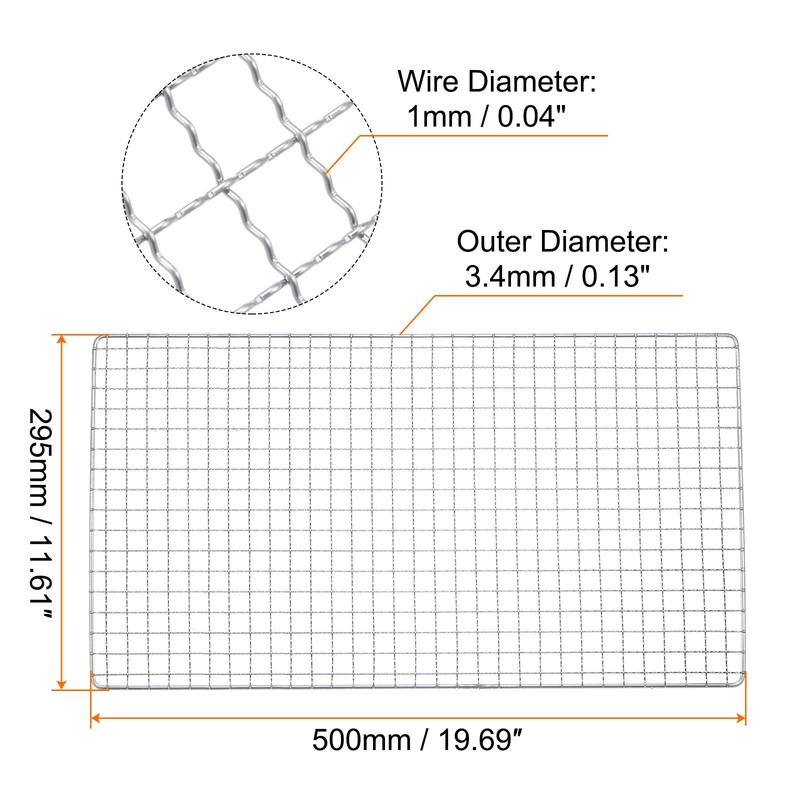 Square BBQ Grill Net 29.5x50cm Stainless Steel Barbecue Mesh Mat gallery
