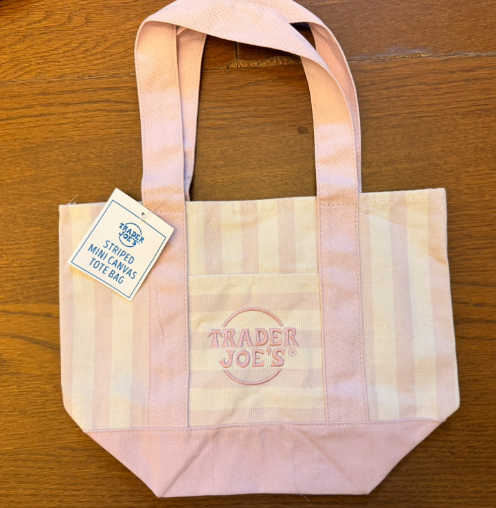NEW Trader Joe’s Mini Canvas Striped Tote Bags (Pink, Sky Blue, Green, Sand) gallery