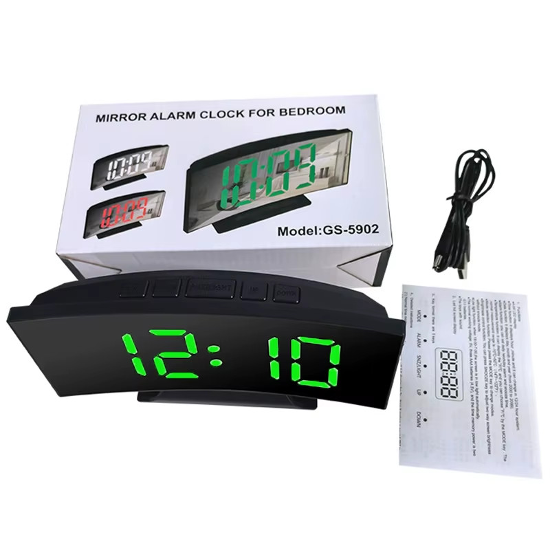 LED Mirror Digital Alarm Clock Large Display Silent Desk Clock gallery