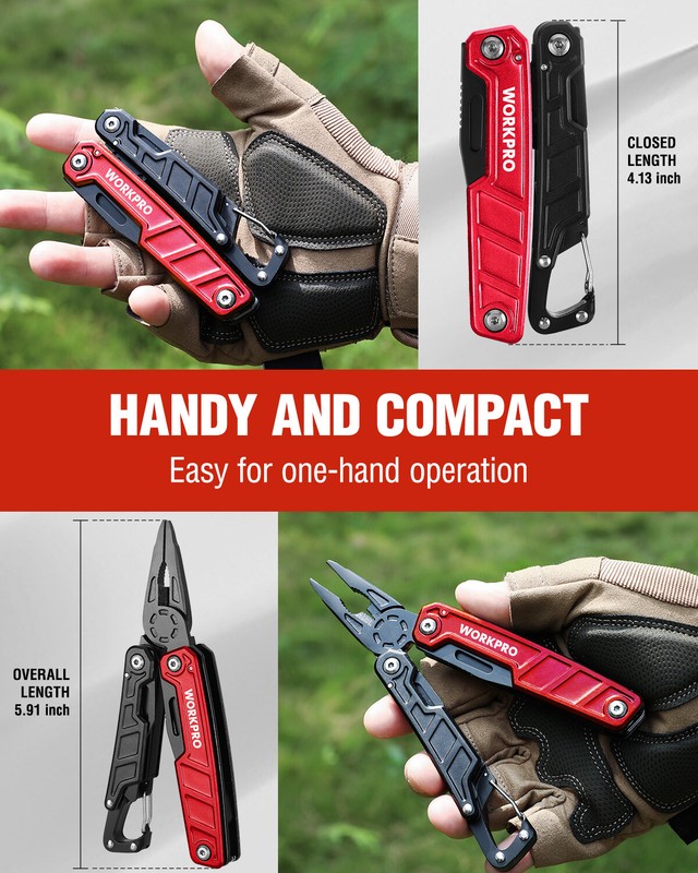 WORKPRO Multitool-11 in 1 with Pocket Clip and Sheath-EDC with Safety Lock gallery