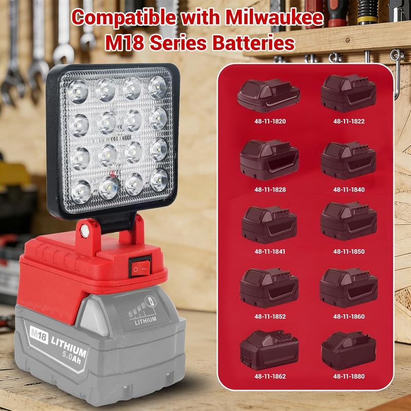Cordless LED Work Light Compatible with Milwaukee M18 Battery, 5400 Lumens LED F gallery