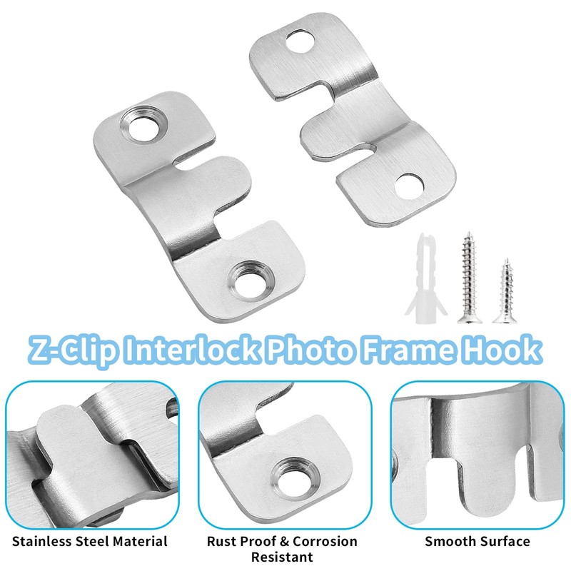 Moicstiy 6 Pairs Flush Mount Bracket, 44 x 19mm Stainless Steel Wall Mount Br... gallery
