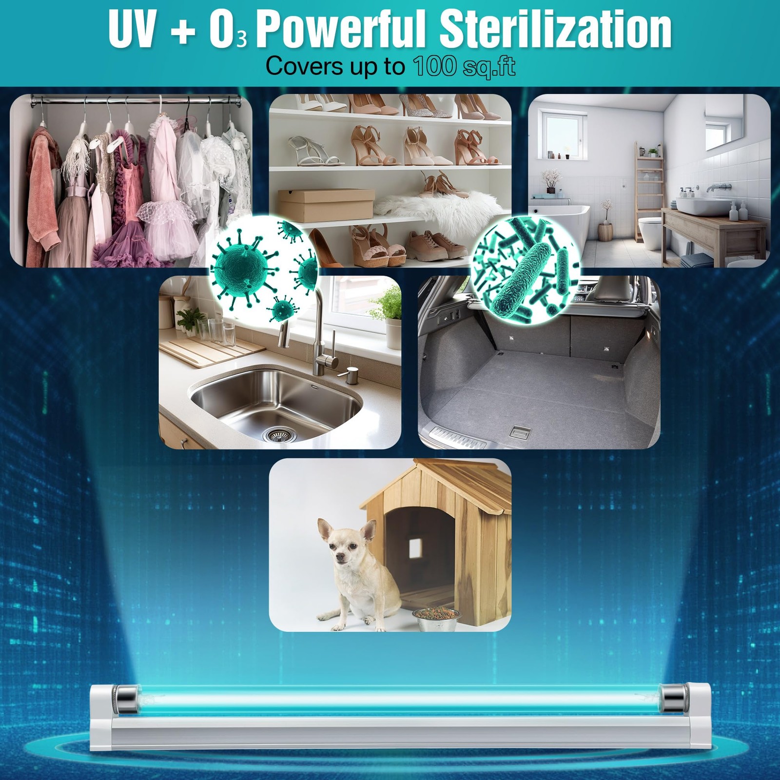 8w UV Light with Ozone, 110V UVC Double Germicidal Lamp Including ON/Off Swit... gallery