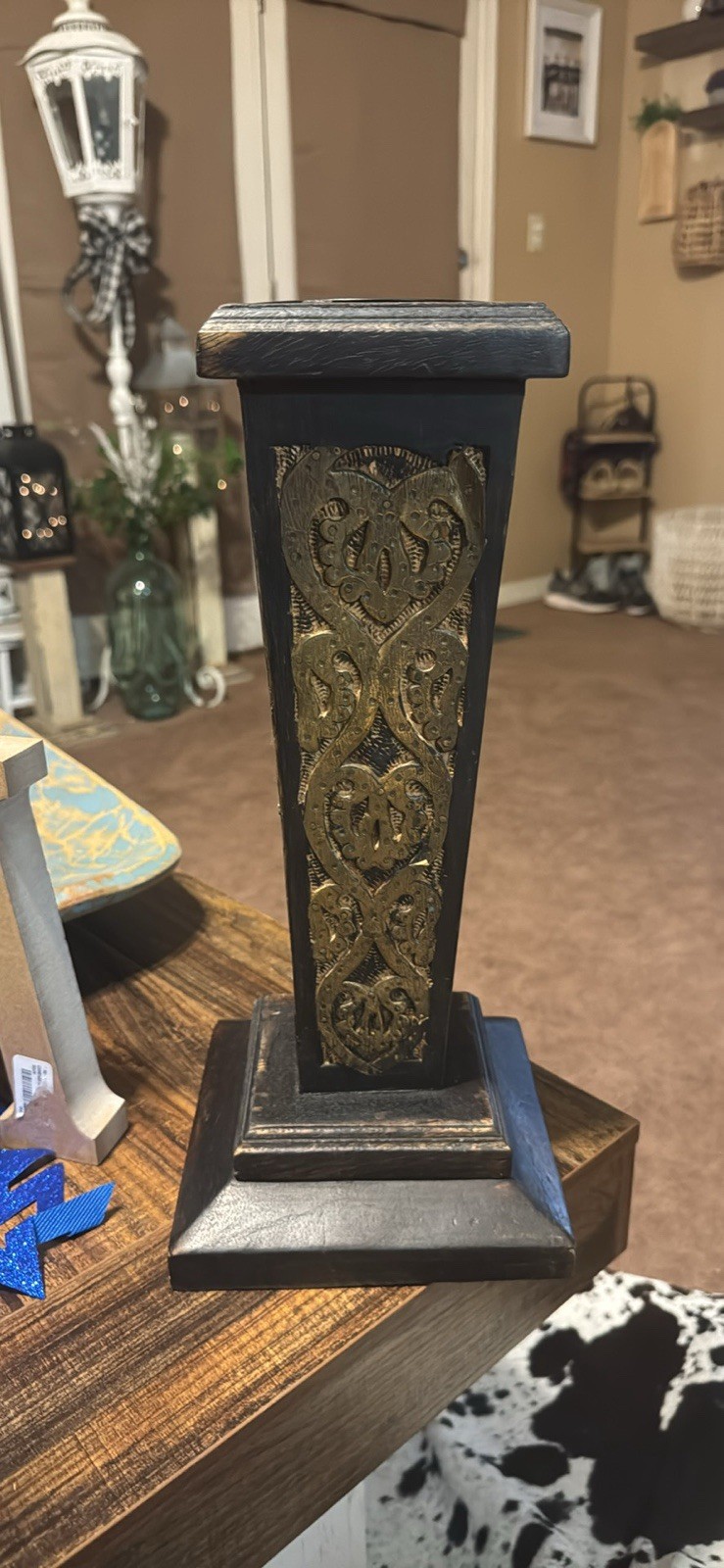 2 Antique French provisional Square pedestal are of solid wood with metal carvin gallery