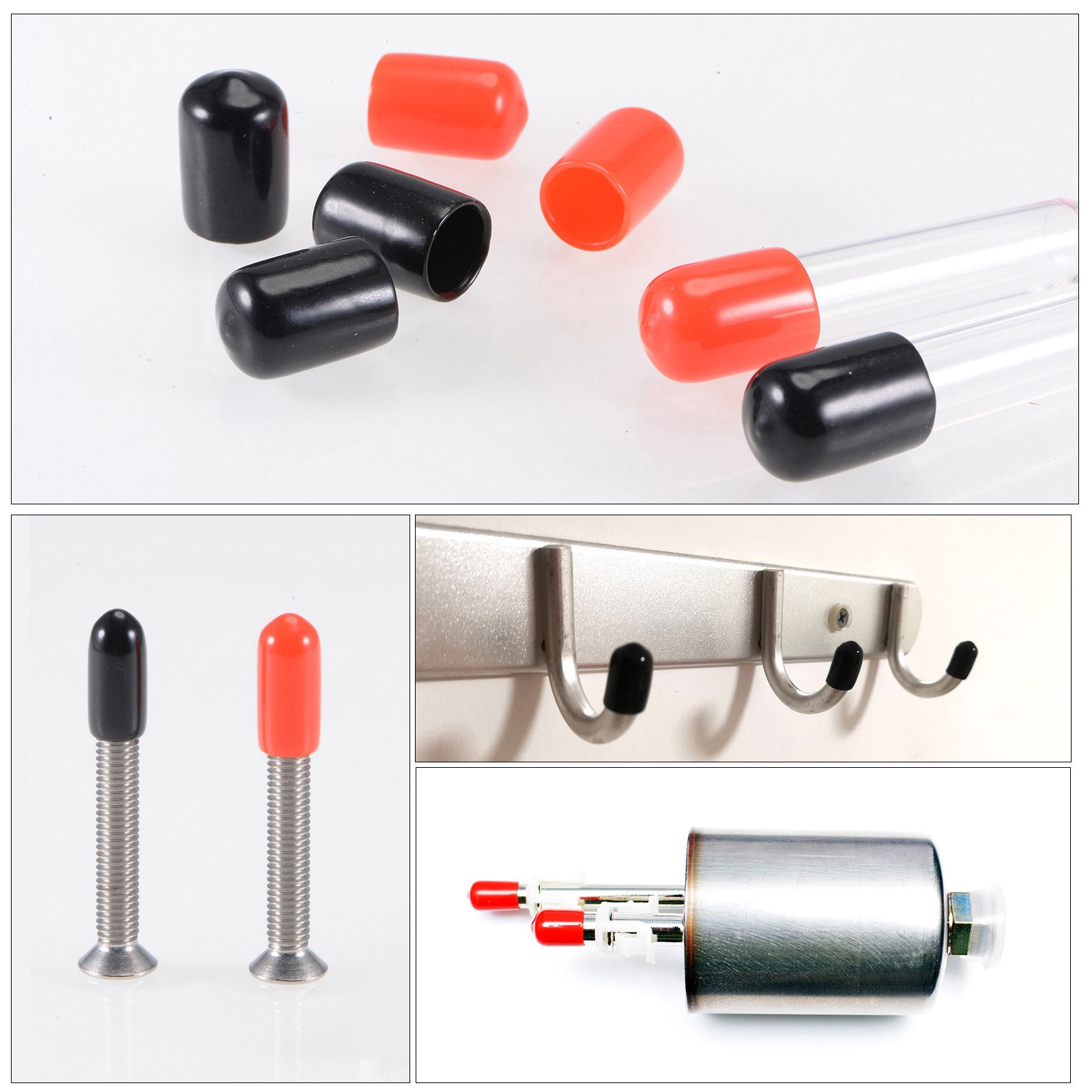 5pcs Rubber End Caps 1 3/4"(44mm) ID Vinyl PVC Round Tube Bolt Cap Cover Black gallery