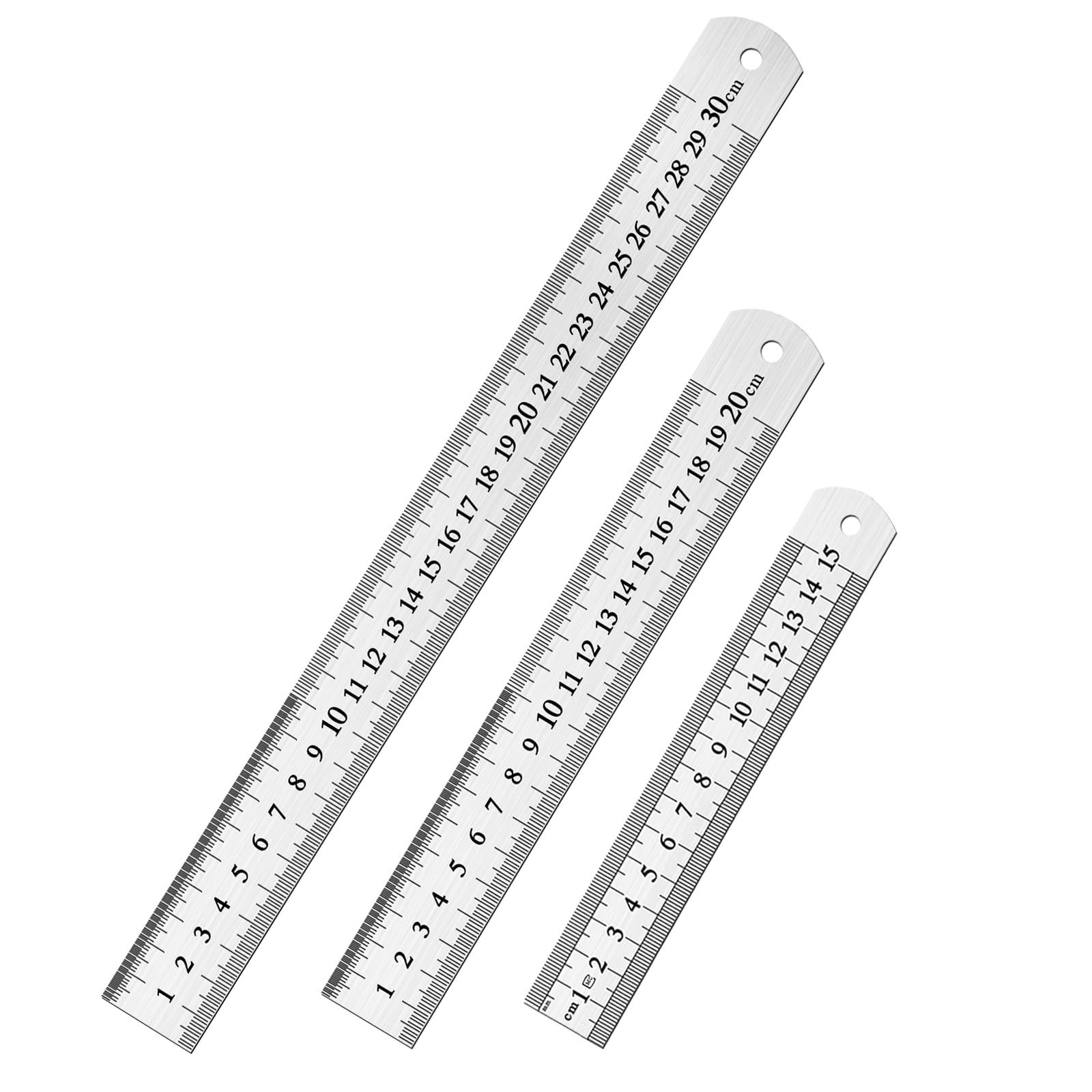 DTDNZKN 3 Pack Stainless Steel Ruler Set - Includes 6 inch 15 mm, 8 inch gallery