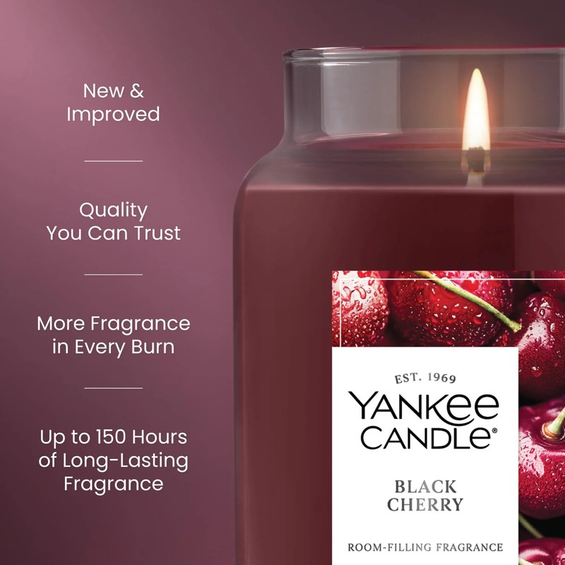 Yankee Candle Black Cherry Original Large Jar Scented Candles 22 oz Up To 150 H gallery