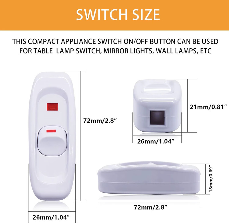 1 Pack Appliance Switch On/Off Button Table Lamp Desk Light In-Line Switch Cord gallery