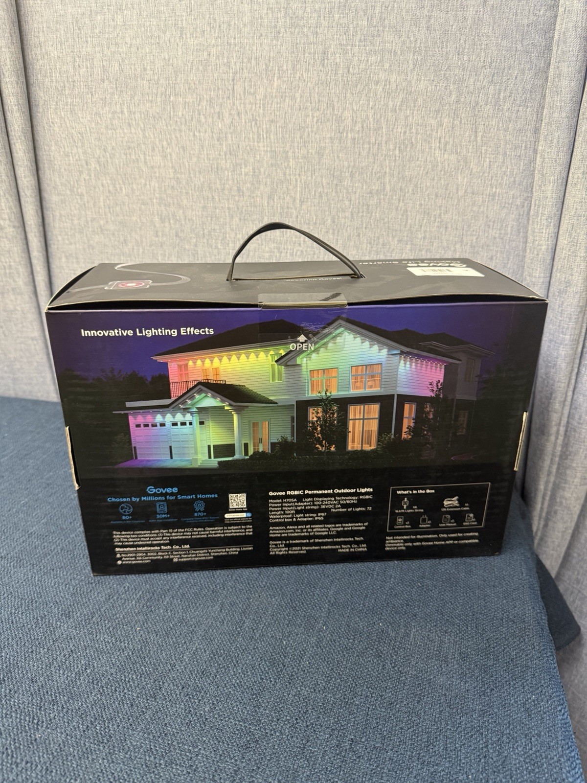Govee (H705A) - 100' (Wi-Fi) RGBIC Outdoor Permanent String Lights Kit (Black) gallery
