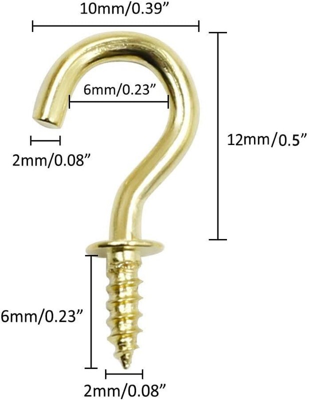 Biaungdo 100 Pcs 1/2" Ceiling Cups Hooks Screw Hooks Ceiling Cup Hooks Self-T... gallery