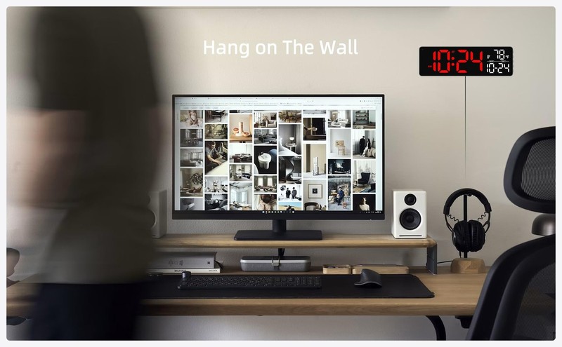 Large LED Digital Wall Clock with Date, Temperature, Auto-Brightness, Auto-DS... gallery