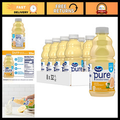 100% Pure Unsweetened White Grapefruit Juice, 32 Fl Oz Bottle, Pack of 8