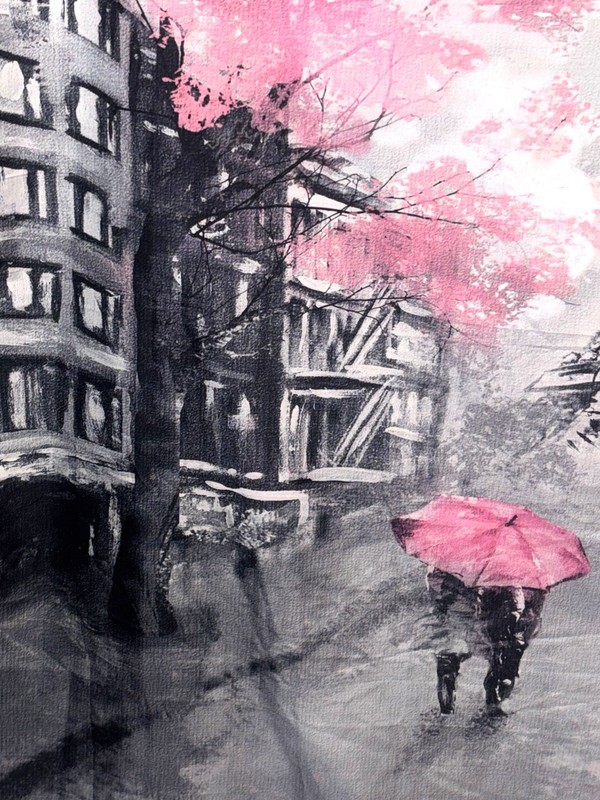Paris Eiffel Tower Wall Tapestry Pink Cherry Blossom Couple 60x51 In gallery