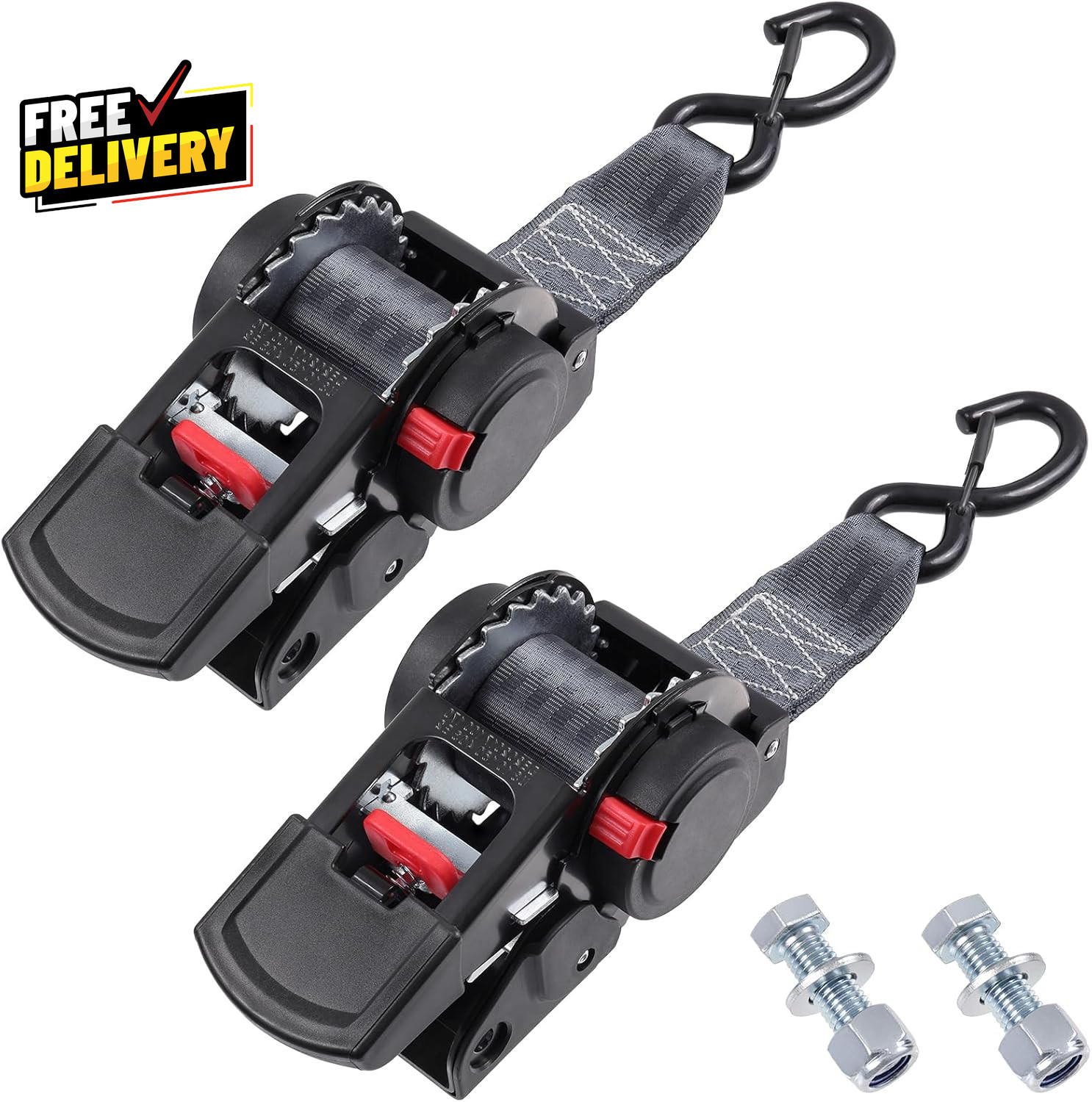 Retractable Ratchet Straps 2 Inch X 6Ft Boat Transom Tie down Straps to Trailer gallery