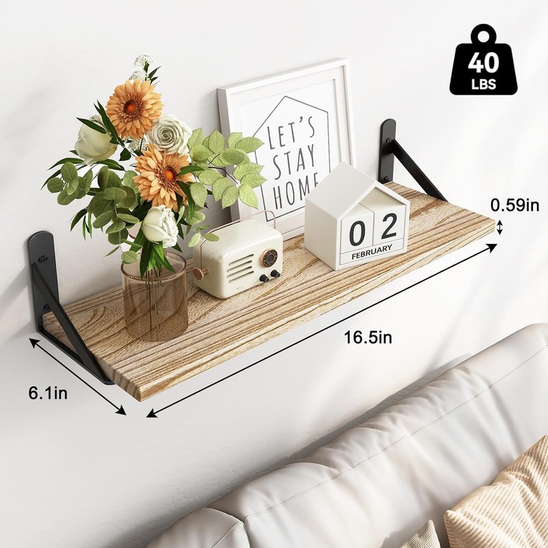 Beautiful Rustic Brown Floating Shelves for Wall - Maximize Your Space Elegantly gallery