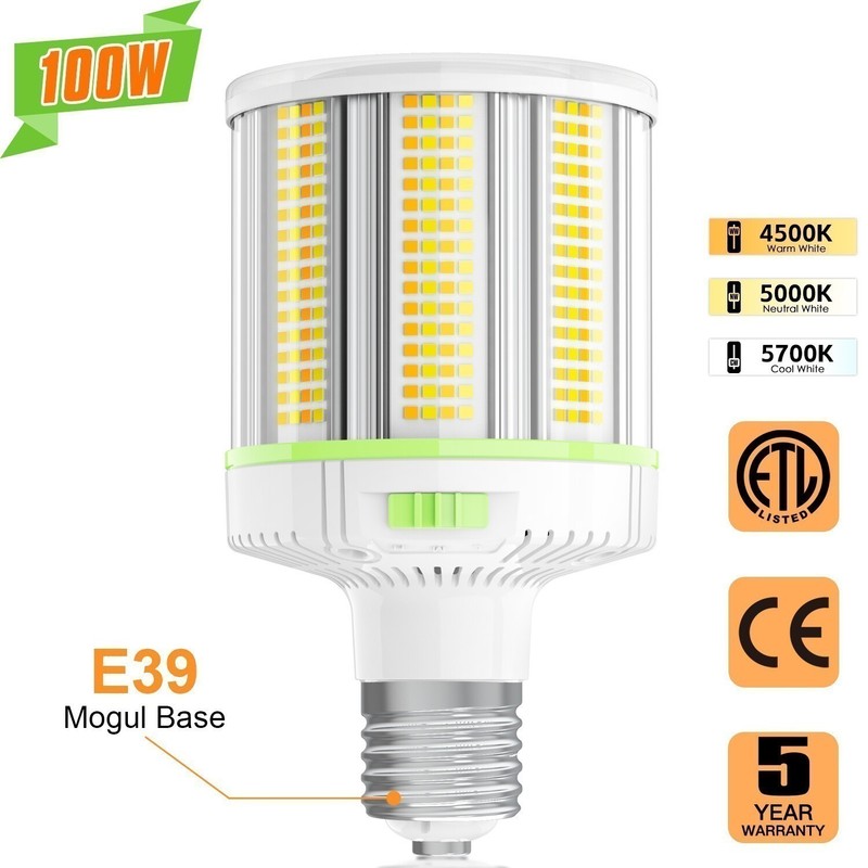 LED Corn Light 100W CCT Tunable 45K/50K/57K Commercial HighBay Lighting E39 Base gallery