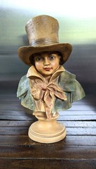 Vintage Decorative Bust of a Young Man in a Top Hat – Classic Antique Style 13″