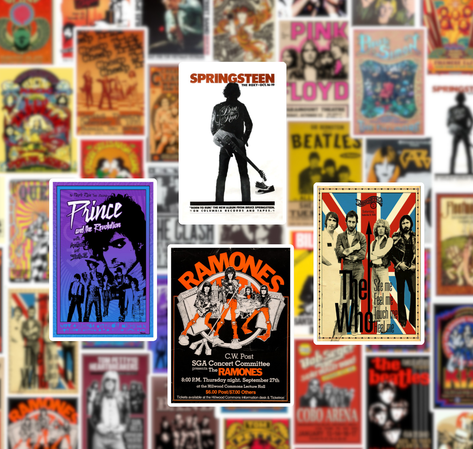 25/50 Rock Concert Poster Sticker Pack - Waterproof Vinyl - Beatles Springsteen gallery