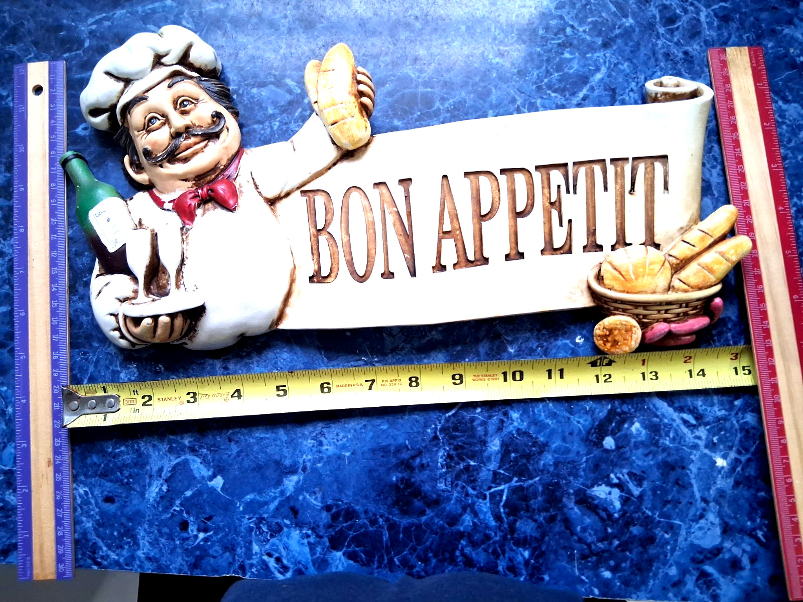 French Chef PIERRE 'Bon Appetit' Resin kitchen Plaque Wall Mounted Decor gallery