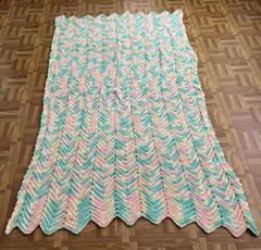 Handmade Crocheted Afghan Blanket Throw Multi Color 46×75 Zig Zag Pattern