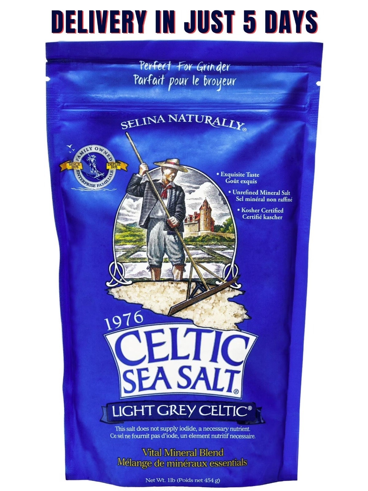 Light Grey Celtic Sea Salt Pound Resealable Bag–Additive-Free,Gluten-Free,454G gallery
