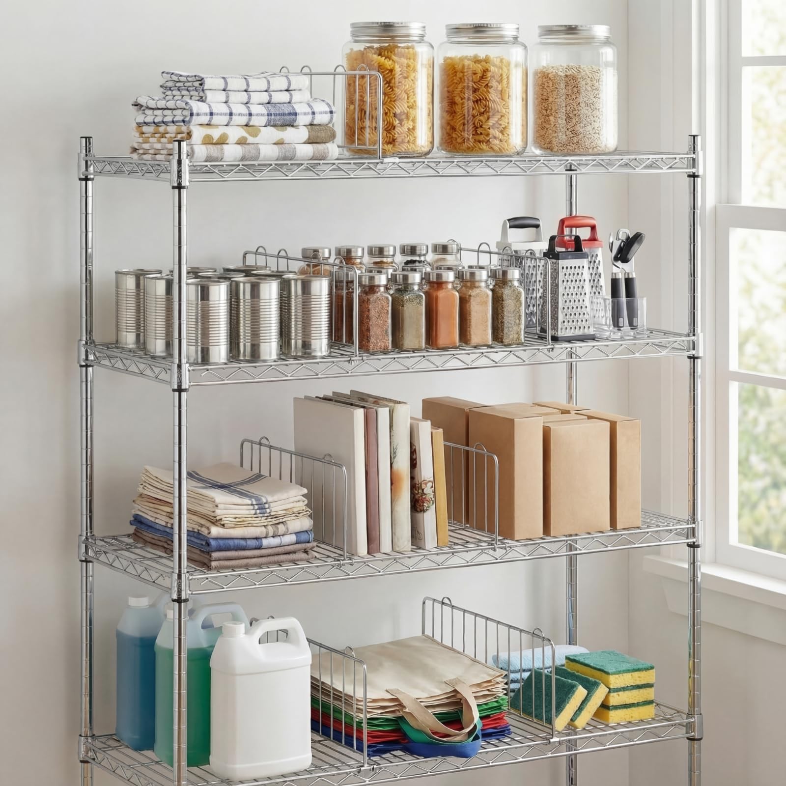 6 Pcs 14" W x 9" H Wire Shelf Divider Chrome Plated Steel Wire Rack Divider f... gallery