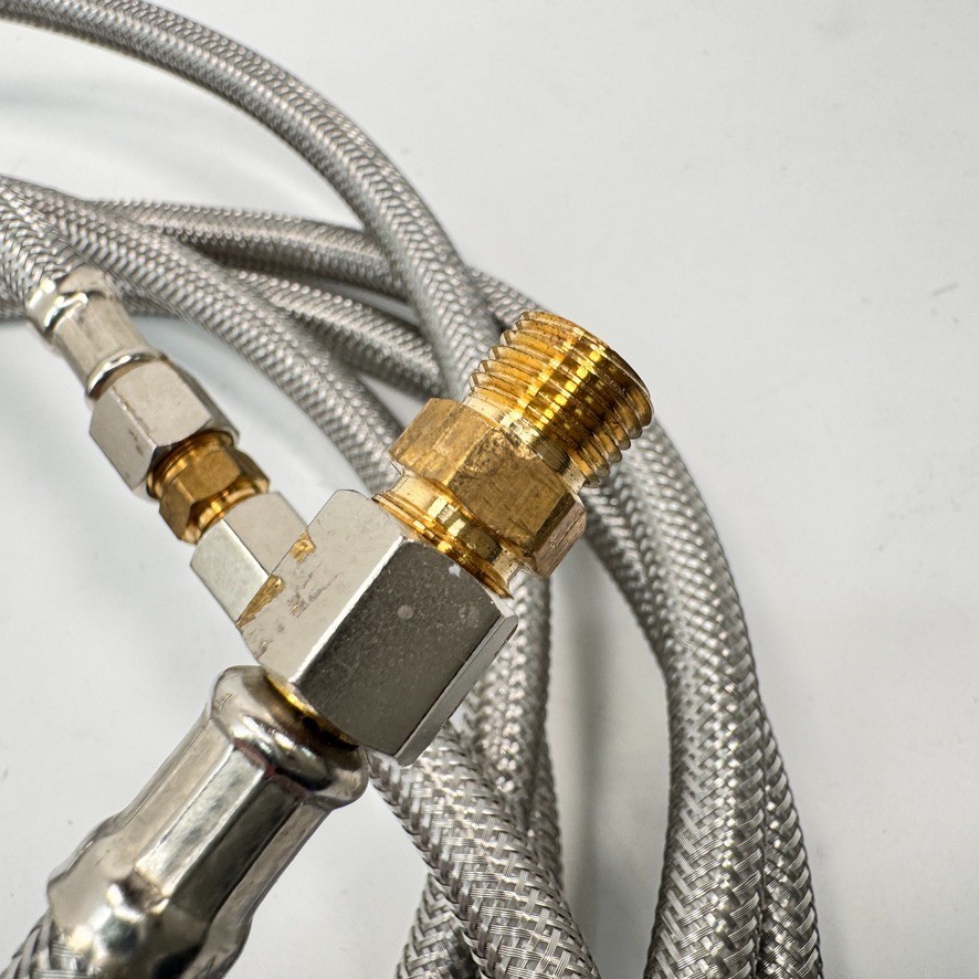 2 X Refrigerator Stainless Braided Ice Water Line 1/4" x 1/4" x 72" + Coupler gallery