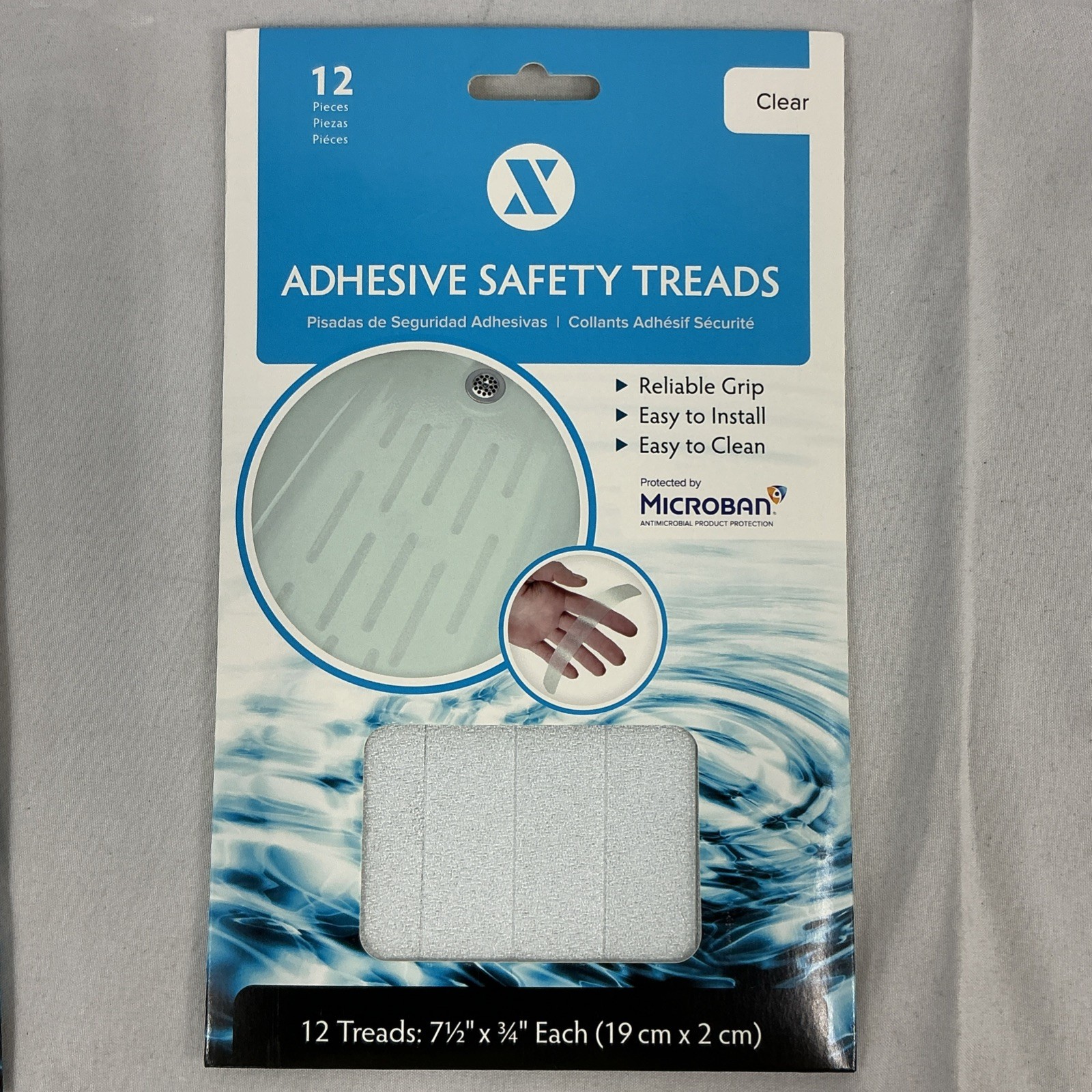 SlipX 7.5 Inch Clear 24 Total 2 12 Packs Bath Safety Tread Strips Antimicrobial gallery