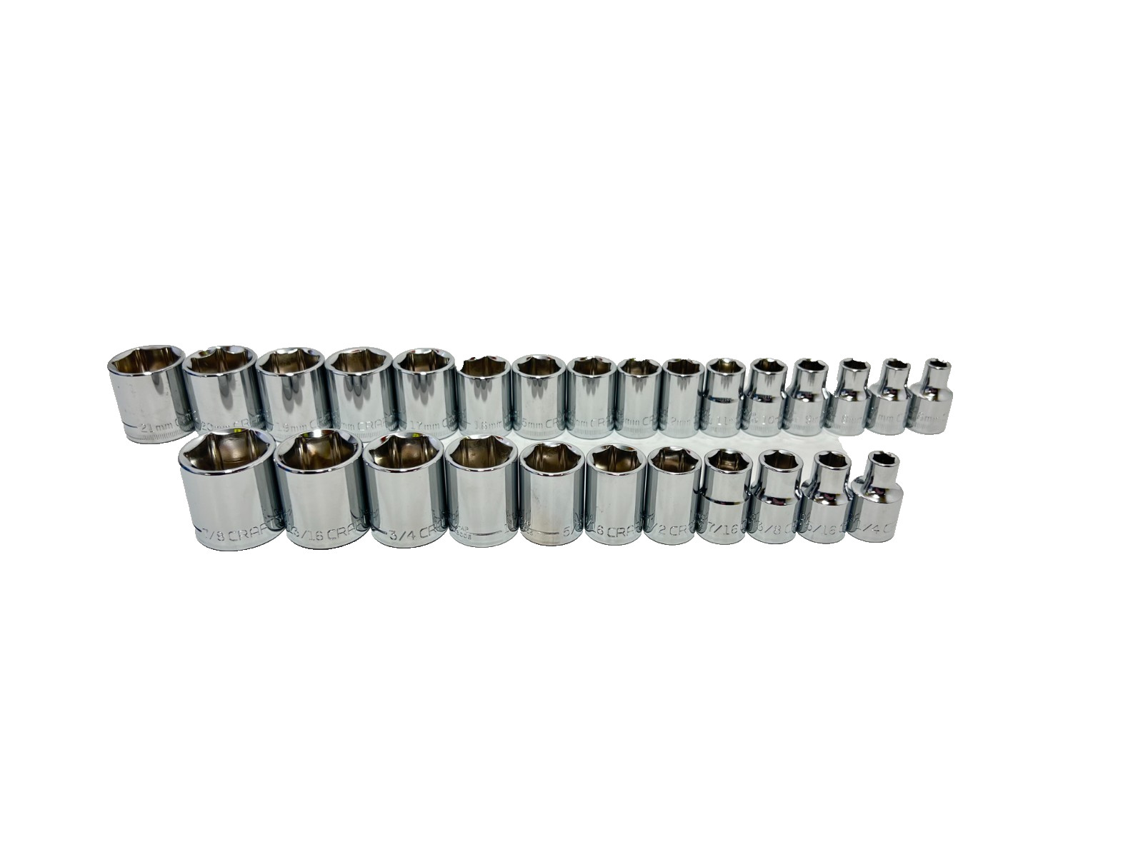 NEW CRAFTSMAN 27 pc SAE STANDARD & METRIC 3/8" DRIVE 6 POINT SOCKET SET gallery