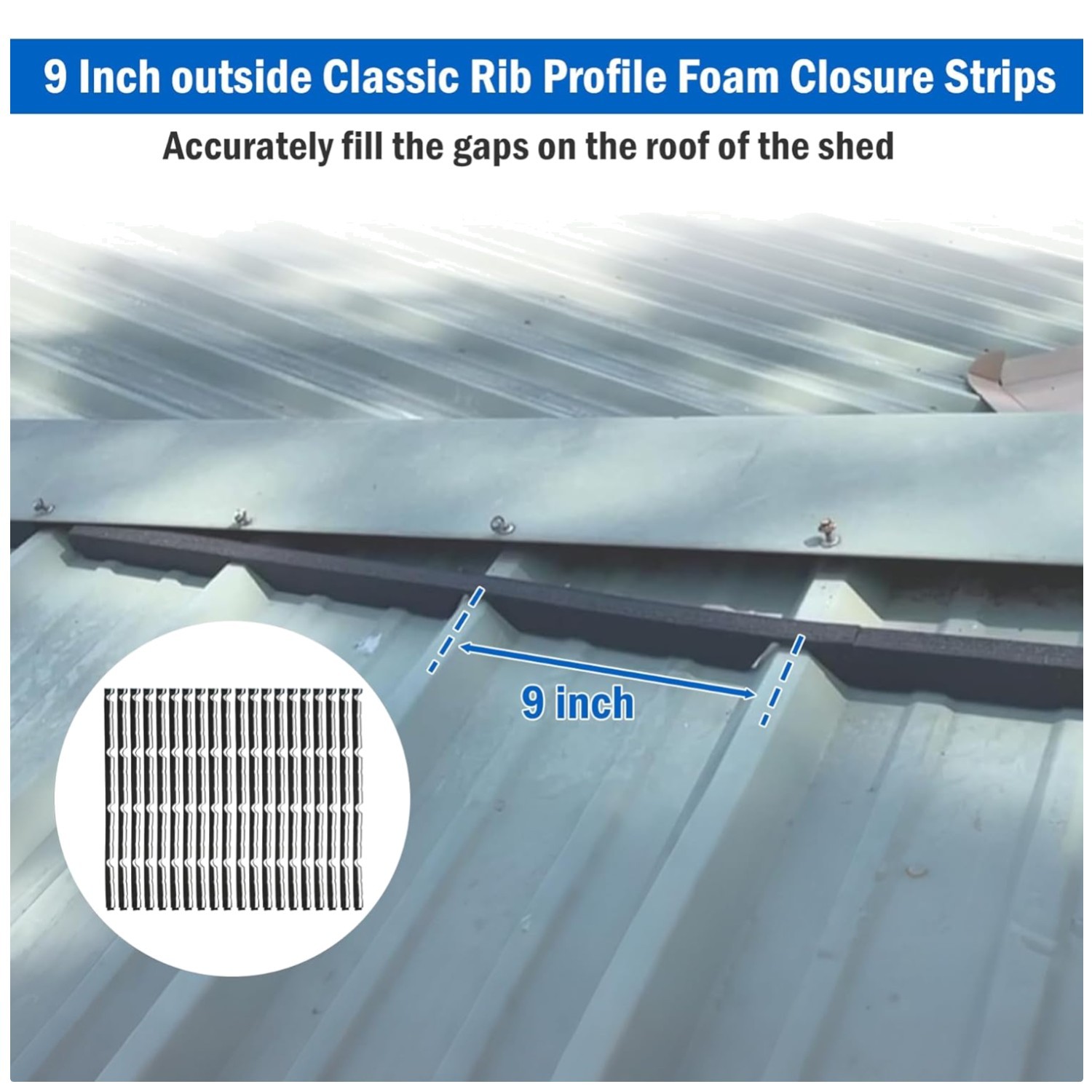 9" Foam Closure Strips for Classic Rib Profile gallery