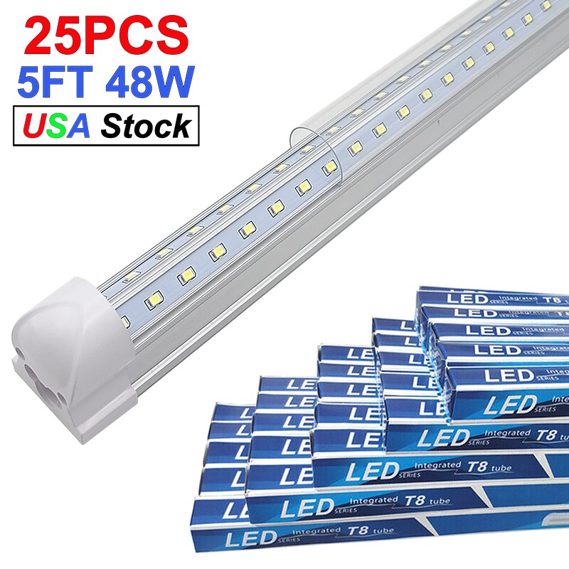 T8 5FT 48W LED Tube Light 5Foot LED Warehosue Garage Shop Light Fixture 25 Pack gallery