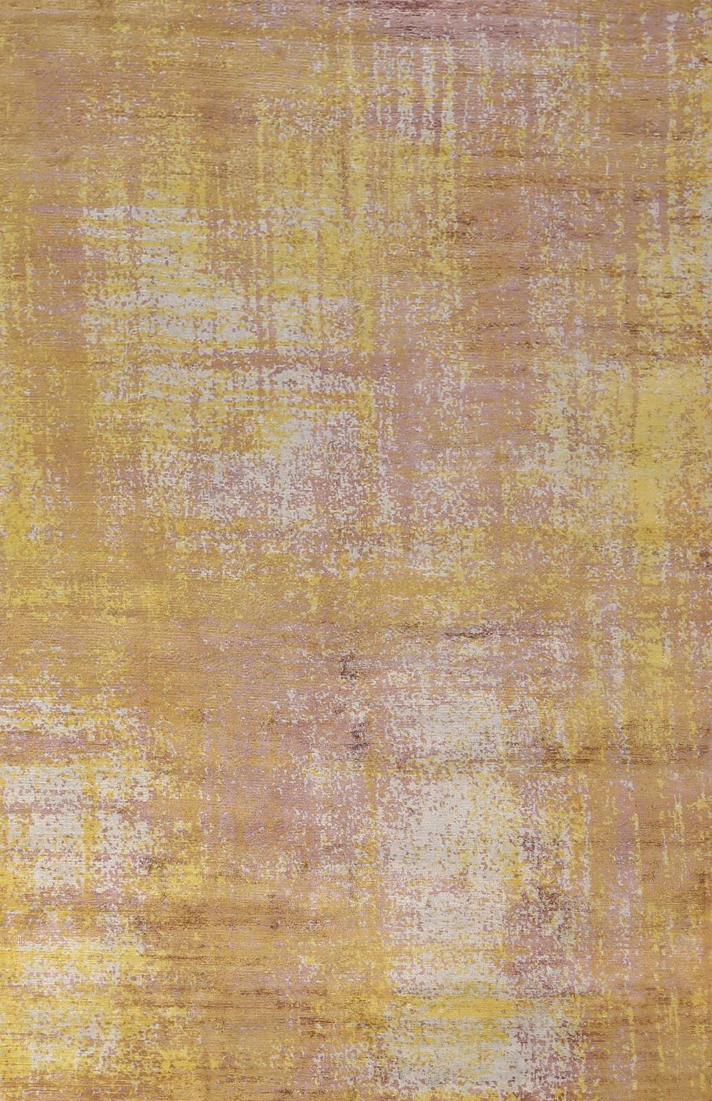 Contemporary Abstract Indian Area Rug 5x8 Modern Hand-knotted Wool Gold Carpet gallery
