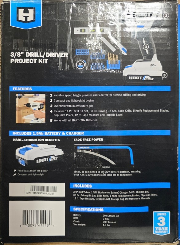 HART 20-Volt Drill/Driver Project Kit, TOOL ONLY NO BATTERY NO CHARGER gallery