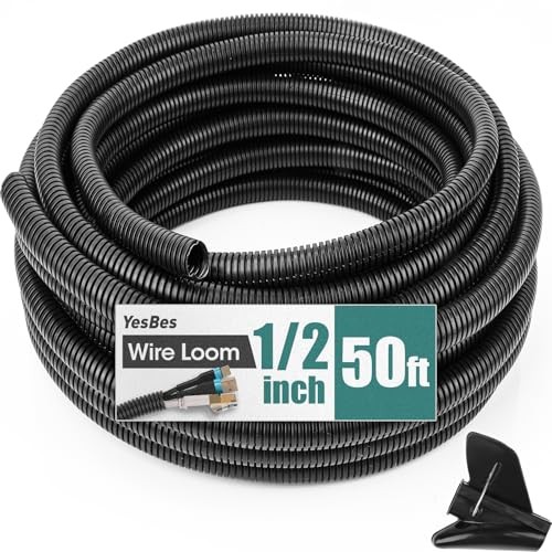 50 FT Wire Loom 1/2 Inch, Split Wire Loom Tubing Wire 1/2" x 50ft-Black gallery