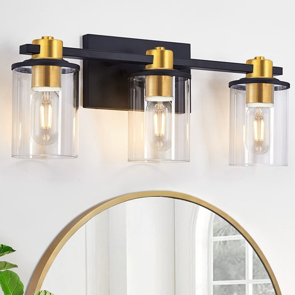 3 Light Bathroom Vanity Light Over Mirror, Modern Wall Sconce with Glass Shade gallery