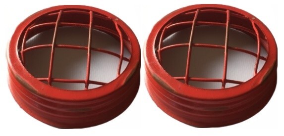 Mason Jar Flower Frog Lid ~ Antique Red Canning Jar Vase Lid ~ Country Decor 2PK gallery