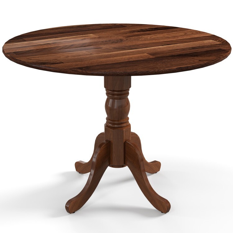 Modern Round Dining Table Solid Wood Resistant Living Room w/Curved Trestle Legs