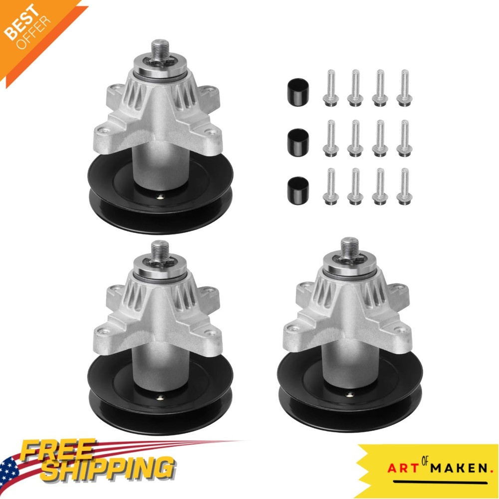 MTD Compatible 618-04126 Mower Spindles - 3 Pack with Mounting Kit