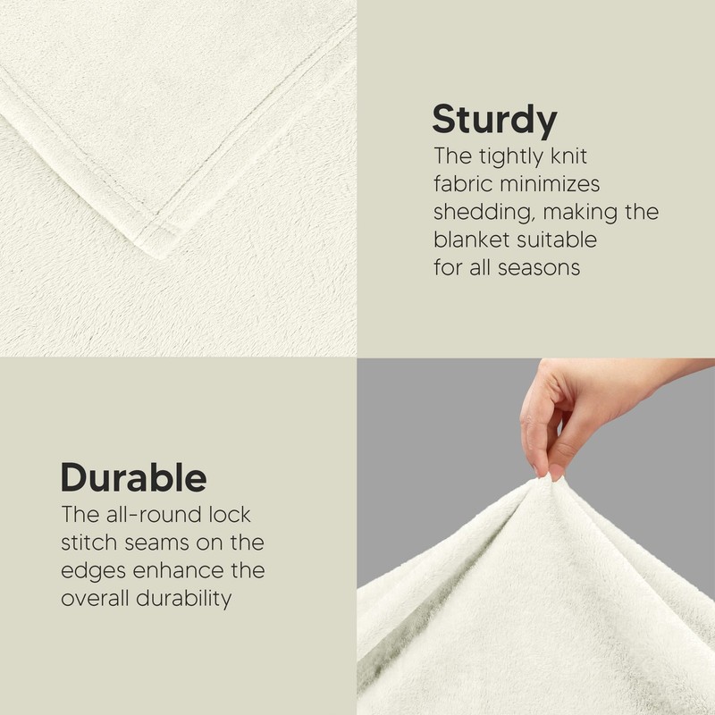 Utopia Bedding Fleece Blanket King Size Ivory (90x102 Inch), gallery
