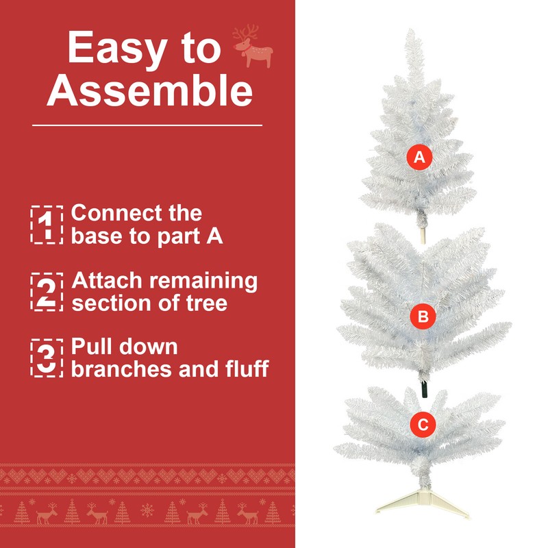 4FT White Artificial Christmas Tree Mini Small Fake Xmas Tree with 50 Lights gallery