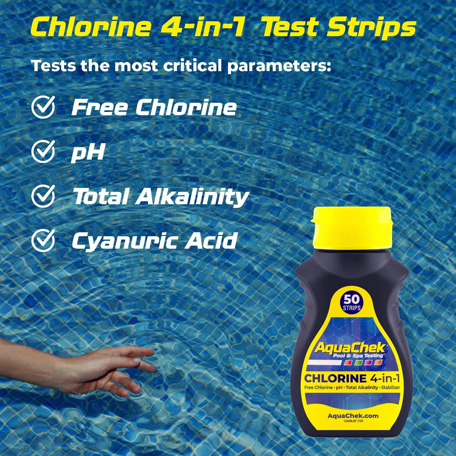 AquaChek Yellow 4-in-1 Pool & Spa Test Strips - 50 count (Pack of 4) gallery