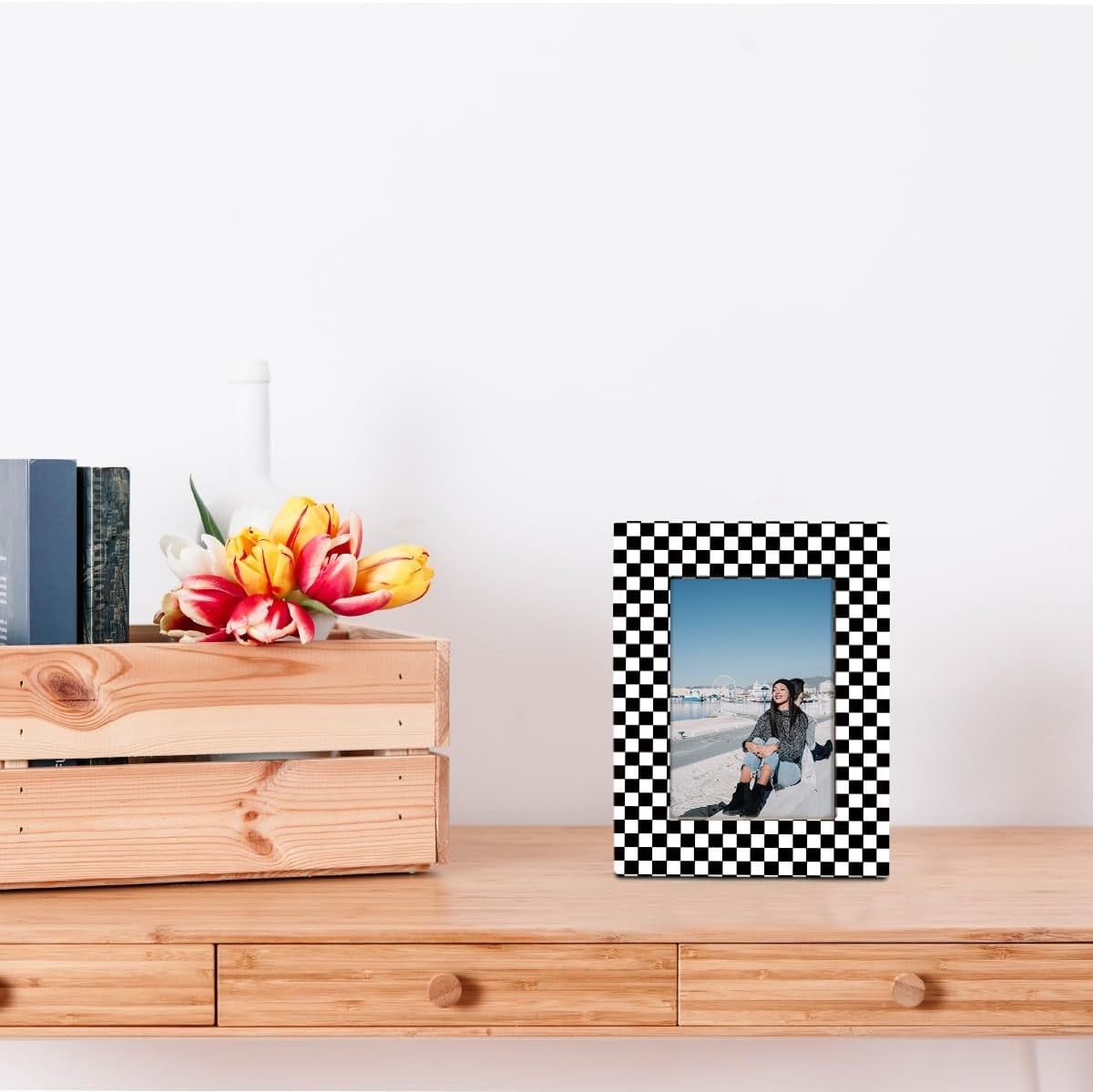 Black and White Checkered Picture Frame, Modern Geometric Pattern gallery