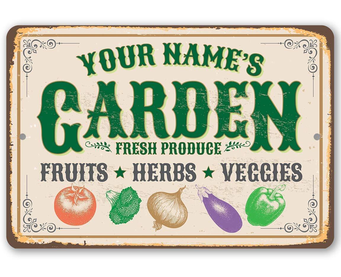 Personalized Garden Sign Decor - Custom Durable Metal Plaque - 8" x 12" gallery