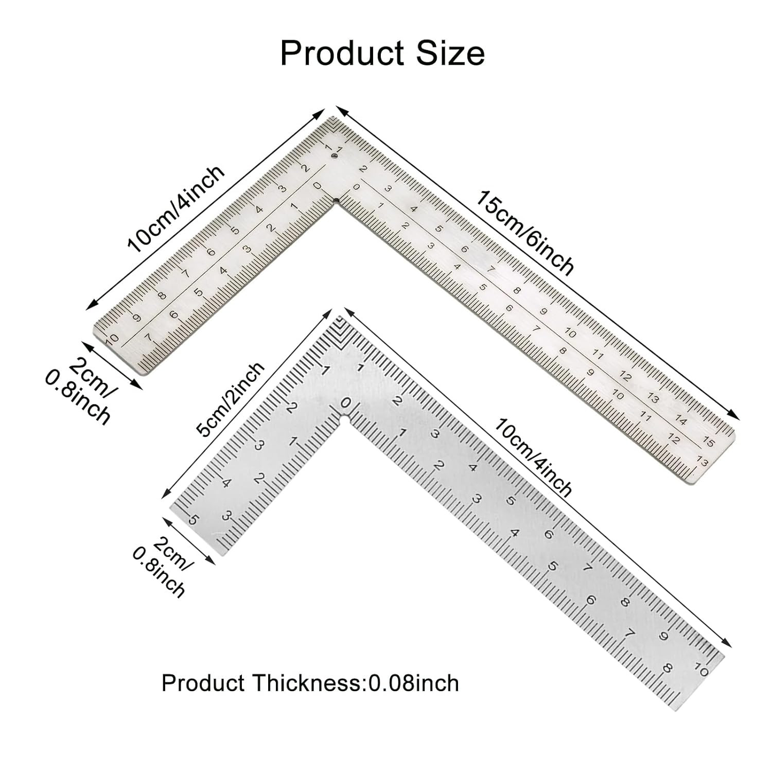 Stainless Steel L Shaped Ruler,2 inch by 4 inch(5 * 10cm),4 inch by 6 inch(10 * gallery
