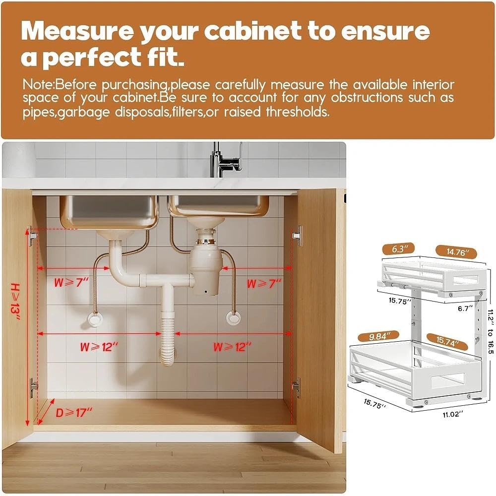 2-Pack Under Sink Organizers and Storage,2-Tier L Shape Pull Out Cabinet Orga... gallery