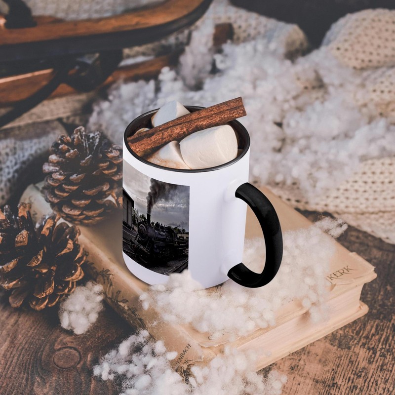 3dRose Steam Engine Photo Two-Tone Black Mug 11oz Train Lover Gift Collectible gallery